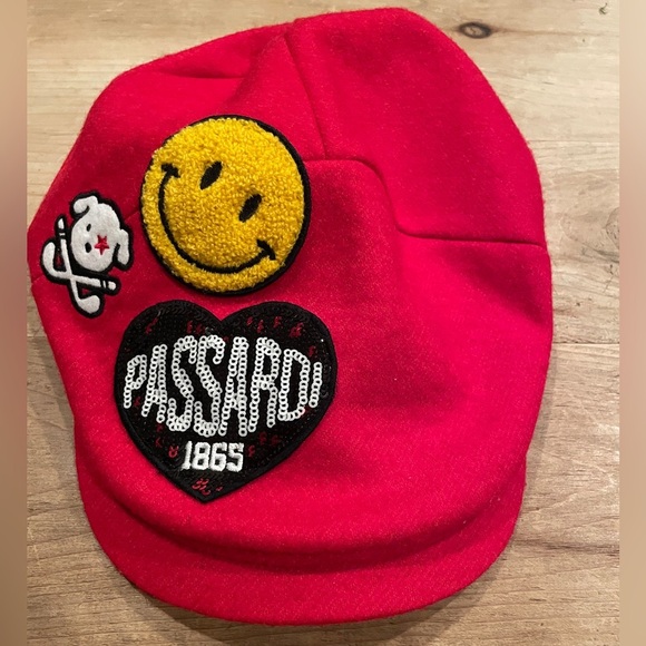 Passardi Red Black Wool patchwork embroidered flat Cap streetwear blokecore OS - Picture 1 of 9